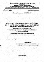 ВЛИЯНИЕ АГРОТЕХНИЧЕСКИХ ПРИЕМОВ НА УРОЖАЙ И КАЧЕСТВО ТОВАРНОГО ЗЕРНА ЯРОВОЙ ПШЕНИЦЫ В УСЛОВИЯХ КУЛУНДИНСКОИ СТЕПИ (НА ПРИМЕРЕ ХОЗЯЙСТВ КУЛУНДИНСКОЙ СТЕПИ АЛТАЙСКОГО КРАЯ) - тема автореферата по сельскому хозяйству, скачайте бесплатно автореферат диссертации