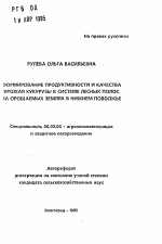 Формирование продуктивности и качества урожая кукурузы в системе лесных полос на орошаемых землях в Нижнем Поволжье - тема автореферата по сельскому хозяйству, скачайте бесплатно автореферат диссертации