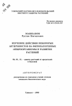 Изучение действия некоторых антагонистов на фитопатогенные микроорганизмы и развитие растений - тема автореферата по сельскому хозяйству, скачайте бесплатно автореферат диссертации