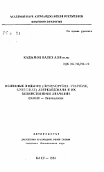 Основные виды ос (HYMENOPTERA: VESPIDAE,SPHECIDAE) Азербайджана и их хозяйственное значение - тема автореферата по биологии, скачайте бесплатно автореферат диссертации