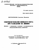 СОВЕРШЕНСТВОВАНИЕ ШВИЦКОГО СКОТА ПРИ РАЗВЕДЕНИИ ПО ЛИНИЯМ - тема автореферата по сельскому хозяйству, скачайте бесплатно автореферат диссертации