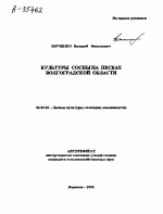 КУЛЬТУРЫ СОСНЫ НА ПЕСКАХ ВОЛГОГРАДСКОЙ ОБЛАСТИ - тема автореферата по сельскому хозяйству, скачайте бесплатно автореферат диссертации