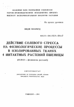 Действие солевого стресса на физиологические процессы в изолированных тканях и интактных растений пшеницы - тема автореферата по биологии, скачайте бесплатно автореферат диссертации