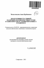 Продуктивность свиней различных половозрастных групп в зависимости от уровня витамина C в рационах - тема автореферата по сельскому хозяйству, скачайте бесплатно автореферат диссертации