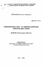 Полиморфизм мини- и микросателлитной ДНК свиней - тема автореферата по биологии, скачайте бесплатно автореферат диссертации