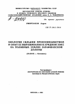 БИОЛОГИЯ СИЛЬФИИ ПРОНЗЕННОЛИСТНОЙ И ОПЫТ ЕЕ ВЫРАЩИВАНИЯ В АРИДНОЙ ЗОНЕ НА ПОЛИВНЫХ ЗЕМЛЯХ ЗАРАФШАНСКОЙ ДОЛИНЫ - тема автореферата по биологии, скачайте бесплатно автореферат диссертации