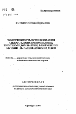 Эффективность использования силосов, консервированных гипохлоридом натрия, в кормлении бычков, выращиваемых на мясо - тема автореферата по сельскому хозяйству, скачайте бесплатно автореферат диссертации