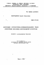 Изучение структурно-функциональной роли линейных плазмид митоходрий кукурузы - тема автореферата по биологии, скачайте бесплатно автореферат диссертации