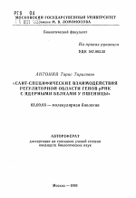 Саит-специфические взаимодействия регуляторной области генов рРНК с ядерными белками у пшеницы - тема автореферата по биологии, скачайте бесплатно автореферат диссертации