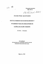 Вегетативное возобновление у травянистых поликарпиков Байкальской Сибири - тема автореферата по биологии, скачайте бесплатно автореферат диссертации