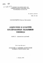 Андрогенез в культуре изолированных пыльников пшеницы - тема автореферата по биологии, скачайте бесплатно автореферат диссертации