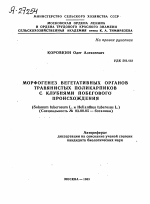 МОРФОГЕНЕЗ ВЕГЕТАТИВНЫХ ОРГАНОВ ТРАВЯНИСТЫХ ПОЛИКАРПИКОВ С КЛУБНЯМИ ПОБЕГОВОГО ПРОИСХОЖДЕНИЯ (SOLANUM TUBEROSUM L. И HELLANTHUS TUBEROSUS L.) - тема автореферата по биологии, скачайте бесплатно автореферат диссертации