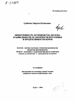 ЭФФЕКТИВНОСТЬ ПРОИЗВОДСТВА МОЛОКА В ЗАВИСИМОСТИ ОТ ПЛОТНОСТИ ПОГОЛОВЬЯ И ПРОДУКТИВНОСТИ КОРОВ - тема автореферата по сельскому хозяйству, скачайте бесплатно автореферат диссертации