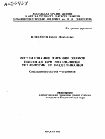 РЕГУЛИРОВАНИЕ ПИТАНИЯ ОЗИМОЙ ПШЕНИЦЫ ПРИ ИНТЕНСИВНОЙ ТЕХНОЛОГИИ ЕЕ ВОЗДЕЛЫВАНИЯ - тема автореферата по сельскому хозяйству, скачайте бесплатно автореферат диссертации