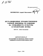 НЕТРАДИЦИОННЫЕ ПРЕДШЕСТВЕННИКИ ОЗИМОЙ ПШЕНИЦЫ, ИХ ВЛИЯНИЕ НА УРОЖАЙНОСТЬ КУЛЬТУРЫ И ПЛОДОРОДИЕ ПОЧВЫ - тема автореферата по сельскому хозяйству, скачайте бесплатно автореферат диссертации