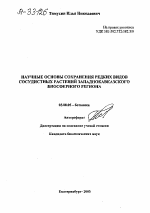 НАУЧНЫЕ ОСНОВЫ СОХРАНЕНИЯ РЕДКИХ ВИДОВ СОСУДИСТНЫХ РАСТЕНИЙ ЗАПАДНОКАВКАЗСКОГО БИОСФЕРНОГО РЕГИОНА - тема автореферата по биологии, скачайте бесплатно автореферат диссертации