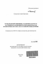 Урожай яровой пшеницы, особенности роста растений и разложения растительной массы в повторных посевах лесостепной зоны Бурятии - тема автореферата по сельскому хозяйству, скачайте бесплатно автореферат диссертации