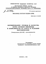 ФОРМИРОВАНИЕ УРОЖАЯ И КАЧЕСТВА ЗЕРНА ЯРОВОЙ ПШЕНИЦЫ В ЗАВИСИМОСТИ ОТ СОРТА И УСЛОВИЙ ВЫРАЩИВАНИЯ - тема автореферата по сельскому хозяйству, скачайте бесплатно автореферат диссертации