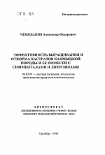 Эффективность выращивания и откорма кастратов калмыцкой породы и ее помесей с симменталами и лимузинами - тема автореферата по сельскому хозяйству, скачайте бесплатно автореферат диссертации