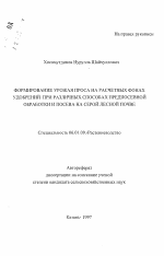 Формирование урожая проса на расчетных фонах удобрений при различных способах предпосевной обработки и посева на серой лесной почве - тема автореферата по сельскому хозяйству, скачайте бесплатно автореферат диссертации