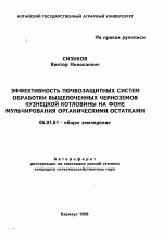 Эффективность почвозащитных систем обработки выщелоченных черноземов Кузнецкой котловины на фоне мульчирования органическими остатками - тема автореферата по сельскому хозяйству, скачайте бесплатно автореферат диссертации