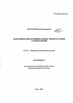 Идентификация функциональных типов растений степей Бурятии - тема автореферата по биологии, скачайте бесплатно автореферат диссертации
