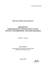 Мейобентос Кандалакшского желоба Белого моря: состав, распределение, сезонная динамика - тема автореферата по биологии, скачайте бесплатно автореферат диссертации