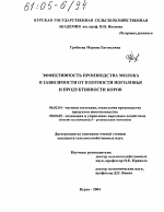 Эффективность производства молока в зависимости от плотности поголовья и продуктивности коров - тема диссертации по сельскому хозяйству, скачайте бесплатно