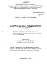 Влияние меди и цинка на продуктивные и биологические показатели кур-несушек кросса "Родонит" - тема диссертации по сельскому хозяйству, скачайте бесплатно