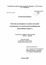 Изучение регенерации и создание векторной конструкции для генетической трансформации рапса (Brassica napus L.) - тема диссертации по биологии, скачайте бесплатно