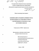 Влияние двигательной активности на вариабельность сердечного ритма у детей первого и второго года обучения в школе - тема диссертации по биологии, скачайте бесплатно