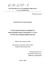 Трансгидрогеназная активность митохондриального Комплекса I и его нуклеотид-связывающие центры - тема диссертации по биологии, скачайте бесплатно