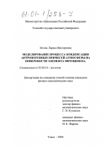 Моделирование процесса конденсации антропогенных примесей атмосферы на поверхности элемента фитоценоза - тема диссертации по биологии, скачайте бесплатно