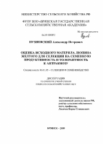 Оценка исходного материала люпина желтого для селекции на семенную продуктивность и толерантность к антракнозу - тема диссертации по сельскому хозяйству, скачайте бесплатно