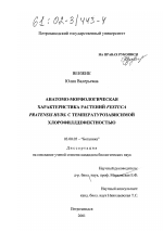 Анатомо-морфологическая характеристика растений Festuca pratensis Huds. с температурозависимой хлорофиллдефектностью - тема диссертации по биологии, скачайте бесплатно