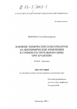 Влияние химических консервантов на биохимические изменения в сочном растительном сырье при хранении - тема диссертации по биологии, скачайте бесплатно