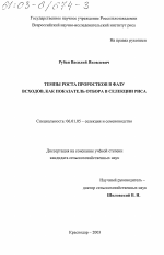 Темпы роста проростков в фазу всходов, как показатель отбора в селекции риса - тема диссертации по сельскому хозяйству, скачайте бесплатно