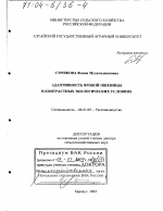 Адаптивность яровой пшеницы в контрастных экологических условиях - тема диссертации по сельскому хозяйству, скачайте бесплатно